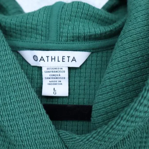 ATHLETA Coaster Knit Waffle Hoodie Trillium Green Oversized Boxy Fit Women's L - Picture 8 of 10